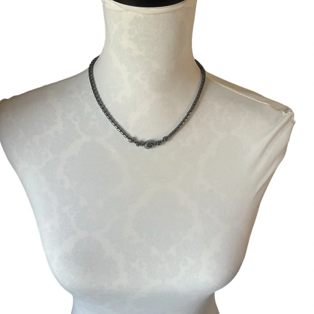 Genuine Hematite Beaded Necklace